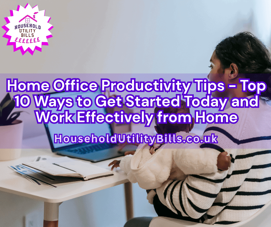 A Homeworking Mum At Her Desk, Holding Her Young Child While Working.